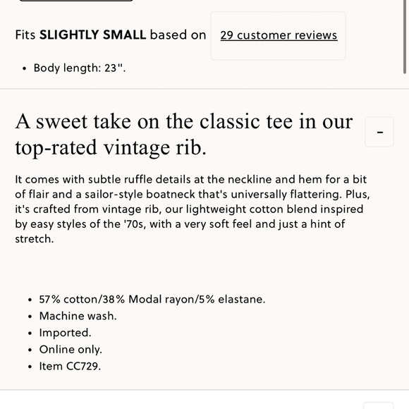 NWT J Crew Vintage Ribbed boatneck Long Sleeve T lettuce trim L Cream # CC729 - Picture 2 of 6